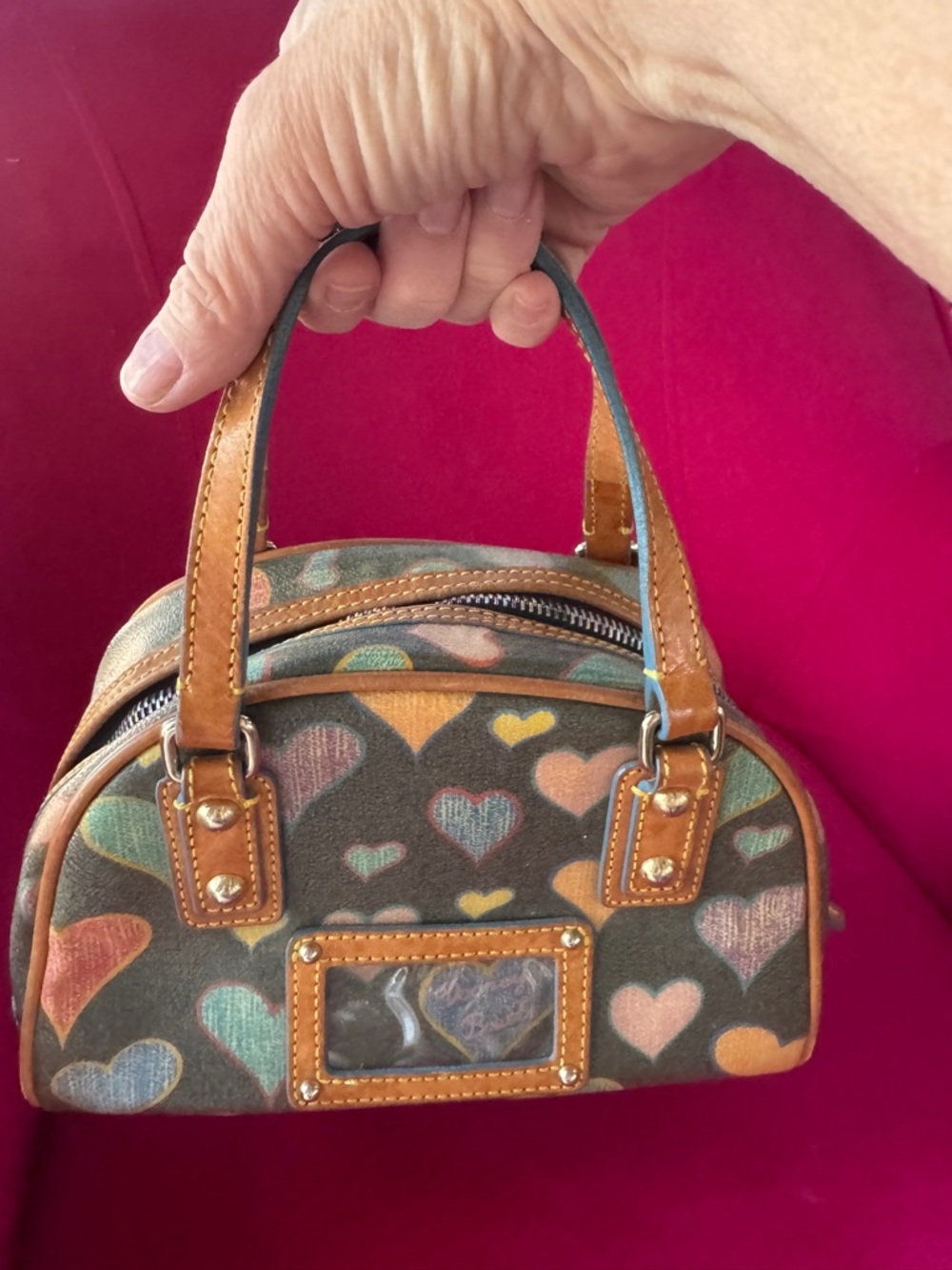 Dooney & Bourke Y2K Heart Print Mini Barrel Bag + Coin Pouch - Picture 3 of 12